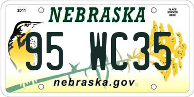 NE license plate 95WC35