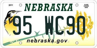 NE license plate 95WC90