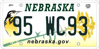 NE license plate 95WC93
