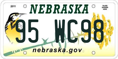 NE license plate 95WC98