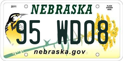 NE license plate 95WD08