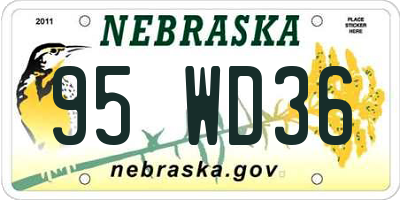 NE license plate 95WD36