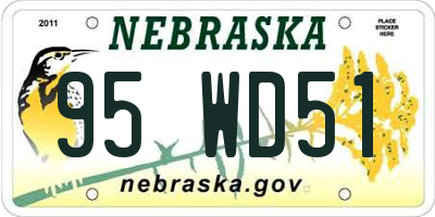NE license plate 95WD51