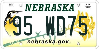 NE license plate 95WD75
