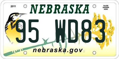NE license plate 95WD83
