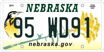 NE license plate 95WD91