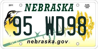 NE license plate 95WD98