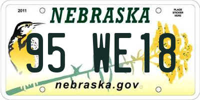 NE license plate 95WE18