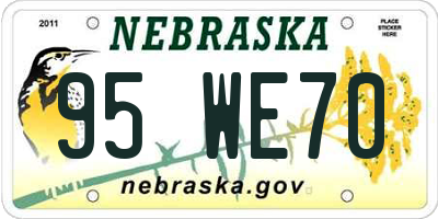 NE license plate 95WE70