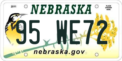 NE license plate 95WE72