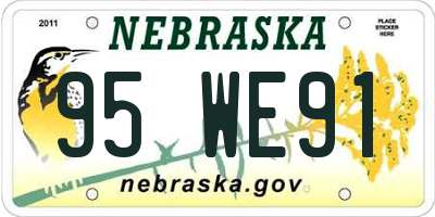 NE license plate 95WE91