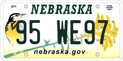 NE license plate 95WE97