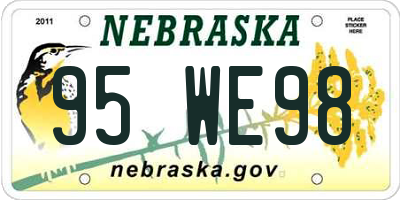 NE license plate 95WE98