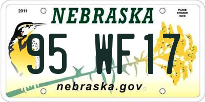NE license plate 95WF17