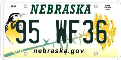 NE license plate 95WF36