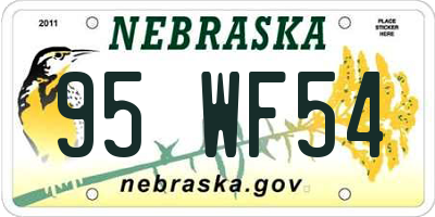 NE license plate 95WF54