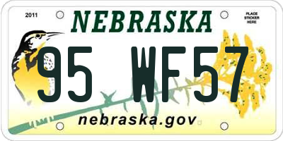 NE license plate 95WF57