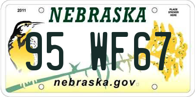 NE license plate 95WF67