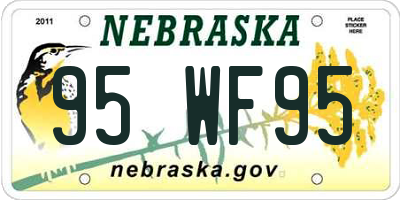 NE license plate 95WF95