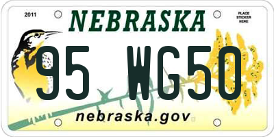 NE license plate 95WG50