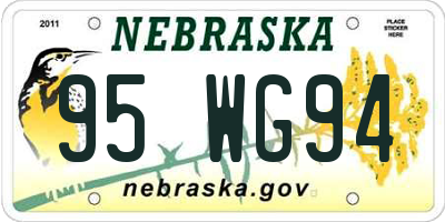 NE license plate 95WG94