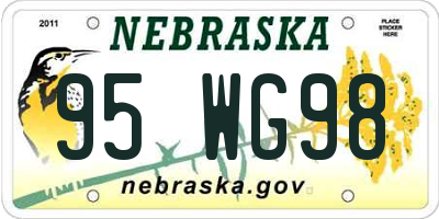 NE license plate 95WG98
