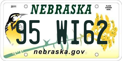 NE license plate 95WI62