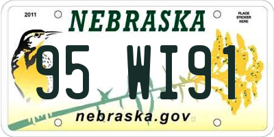 NE license plate 95WI91
