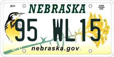 NE license plate 95WL15