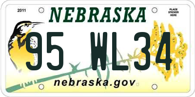 NE license plate 95WL34