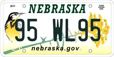 NE license plate 95WL95