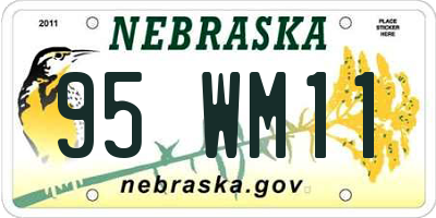 NE license plate 95WM11