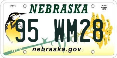 NE license plate 95WM28
