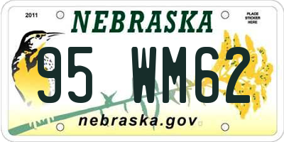 NE license plate 95WM62