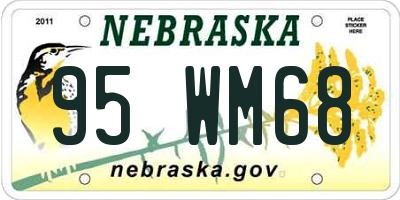 NE license plate 95WM68