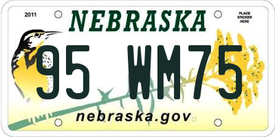 NE license plate 95WM75