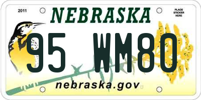 NE license plate 95WM80