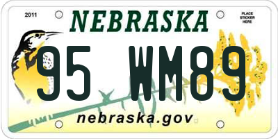 NE license plate 95WM89