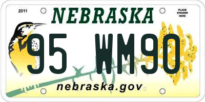NE license plate 95WM90