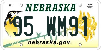NE license plate 95WM91