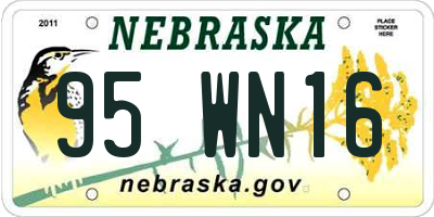 NE license plate 95WN16