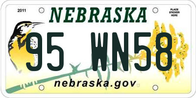 NE license plate 95WN58