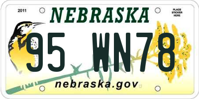NE license plate 95WN78