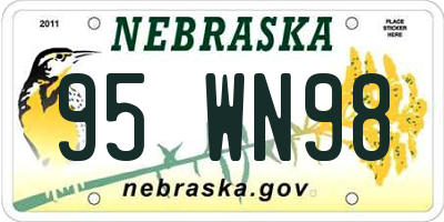 NE license plate 95WN98