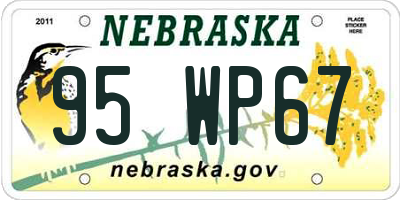 NE license plate 95WP67