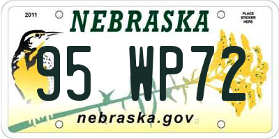 NE license plate 95WP72