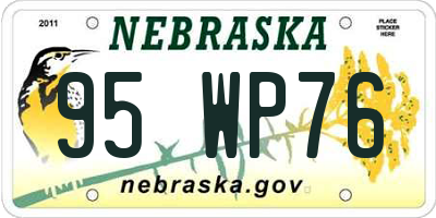 NE license plate 95WP76