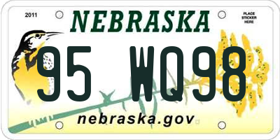 NE license plate 95WQ98