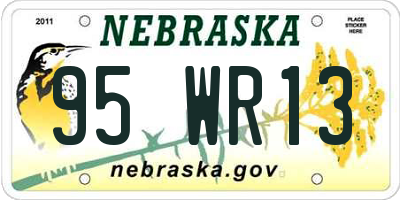 NE license plate 95WR13