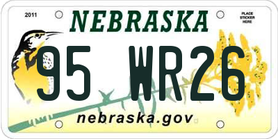 NE license plate 95WR26
